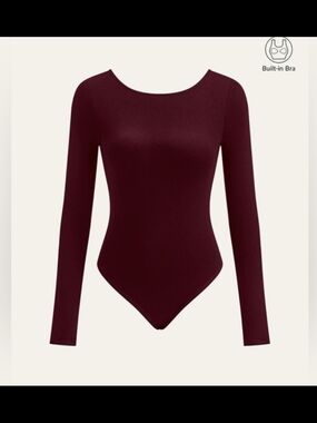 Commense Bra-Free L ong Sleeve Backless Bodysuit